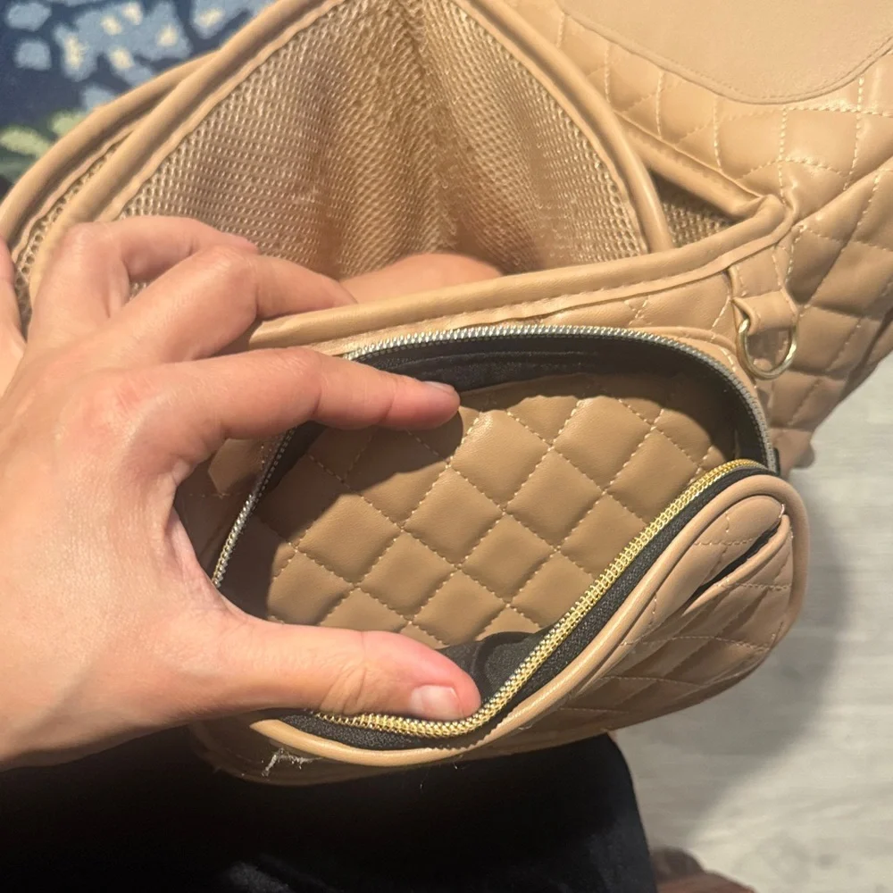 Quilted Tan Kids Tushbaby Accessory carry Bag